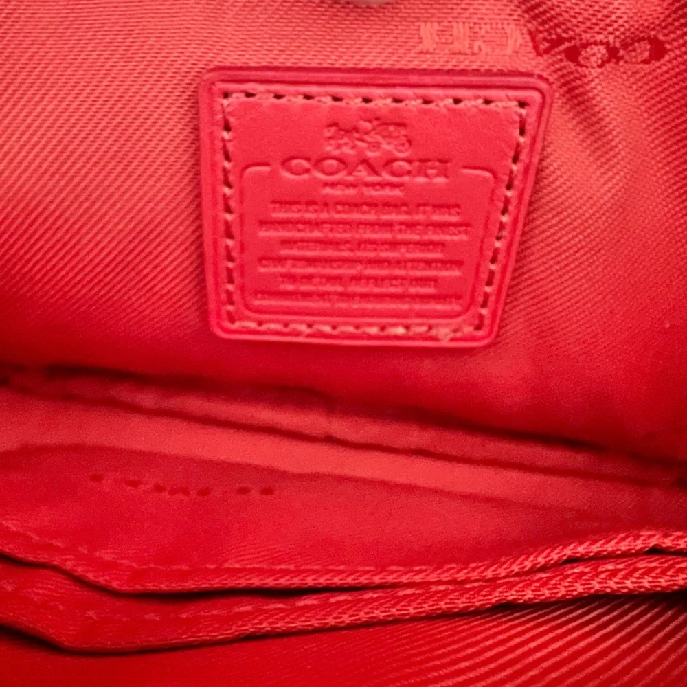 Coach Coral Red Pebbled Leather Crossbody Camera Bag - Picture 9 of 9